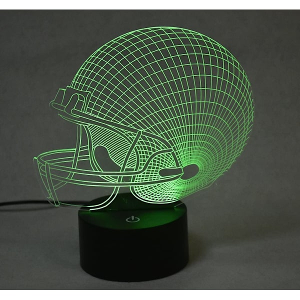 Fotbollshjälm 3D-lampa optisk illusionsljus, Ticent 7 färger