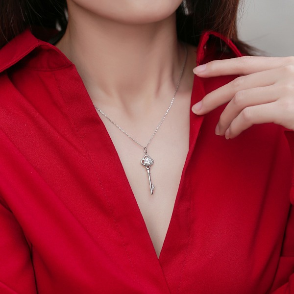 925 Sterling Silver Halsband för Kvinnor, 1CT D Färglös Mois