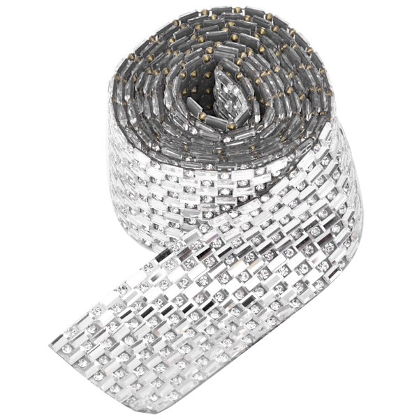 100cm tett Rhinestone-kjede Hotfix Glass Crystal Ribbon Garment Dress Bag DecorationWhite 3cm 12 rad