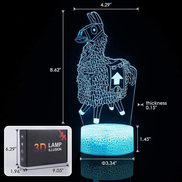3D Lampe Optisk Illusjon Nattlys, 16 Farger Endres med R
