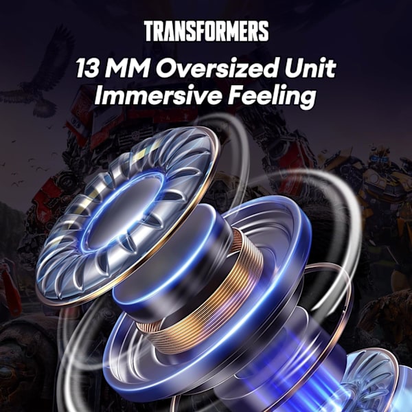 Transformers TF-T01 True Wireless Earbuds Bluetooth 5.4 Hodetelefoner Bass Stereo Øretelefoner, Bluetooth Ørepropp i Øret Støydempende Mikrofon, 60H Spilletid Shockwave
