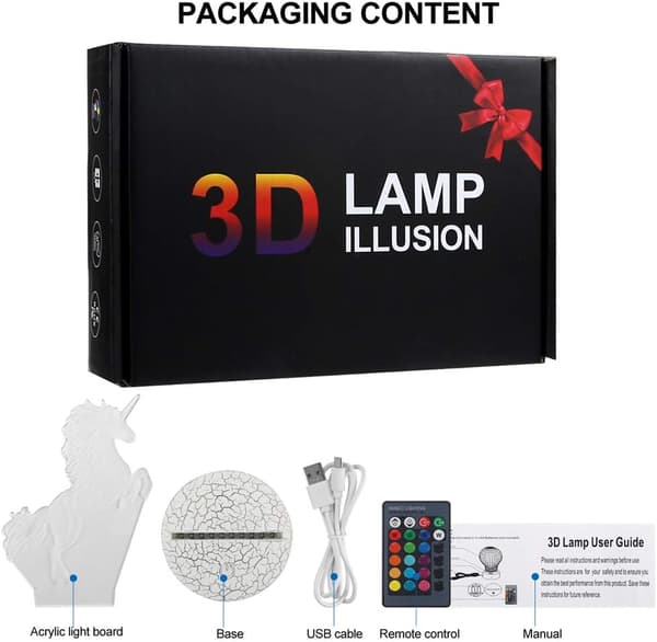 3D Dinosaur Optisk Illusion Natlampe 16 LED Farve Changi