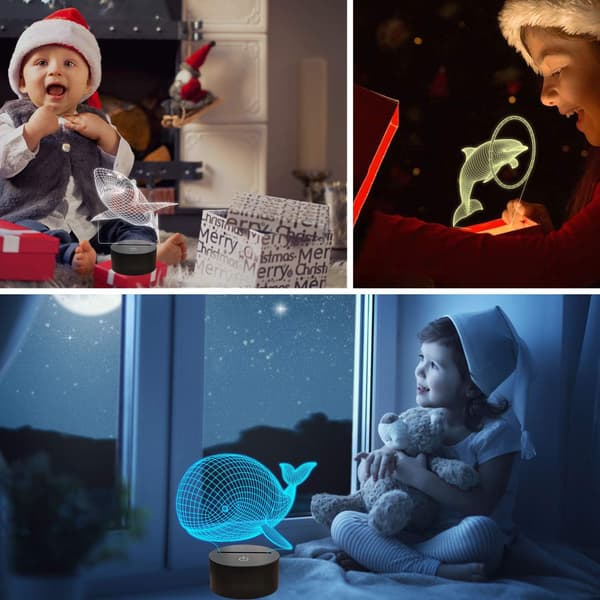 Ocean Havdyr 3D Lampe Sæt, Delfin, Marlin, Haj, Hval 3