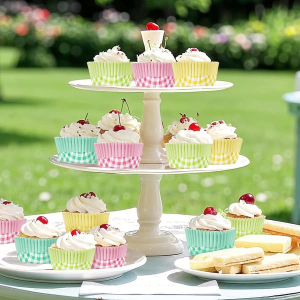 100 st vårpläd cupcakeformar, standard ugnssäkra muffinsbakformar för påskfödelsedags-tebjudningsdekoration