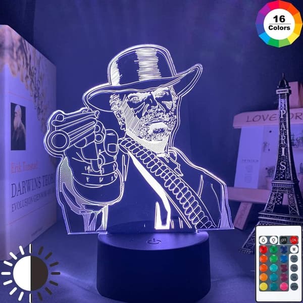 EKfperu LED-nattlampa - 3D-illusion - Spel Red Dead Re