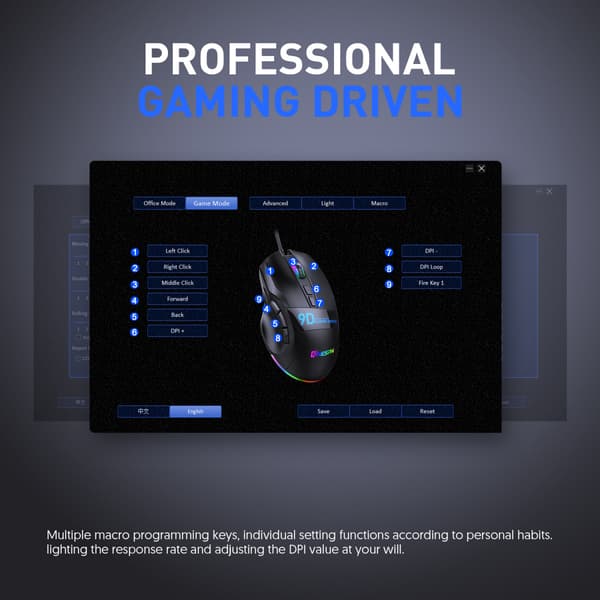 Full Speed Multi Button Gaming Mus Ledning 9 Knap Ergonomi