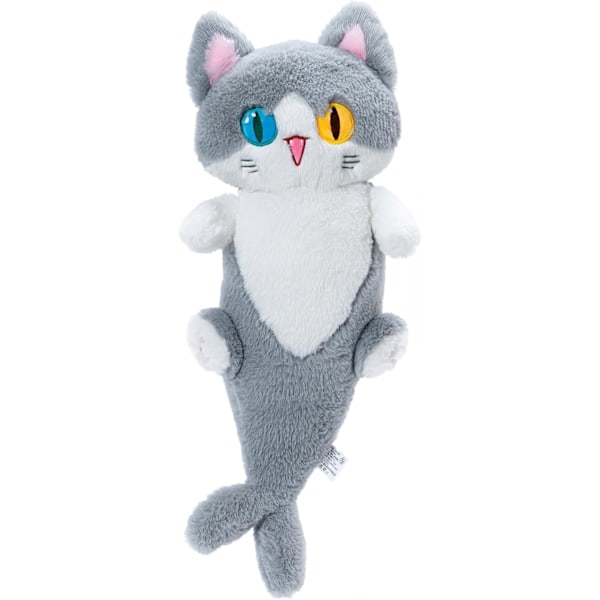 Long Cat Plush Toy Cute Plushie Hugging Plush Pillow Shark Cat Stuffed Animal for Girls and Boys Grey 19.7"