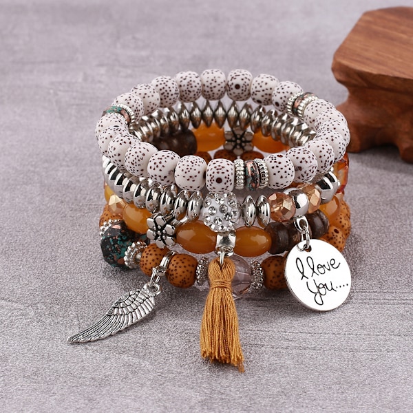 1PCS Bohemian Stackable Bead Bracelets, Multilayered Stretch