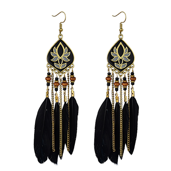 Kvinnors Faux Feather Örhängen Bohemian Fringe Tassel