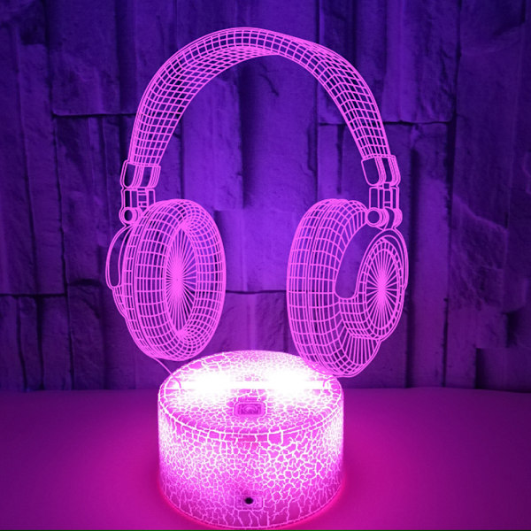 Headset 3D nattlampa, 7 färger som ändras med touch & fjärrkontroll