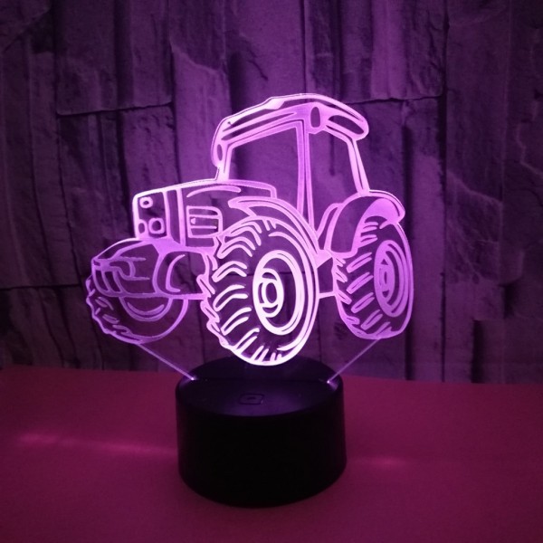 Traktor 3D nattlampa med fjärrkontroll och touch-kontroll, flera