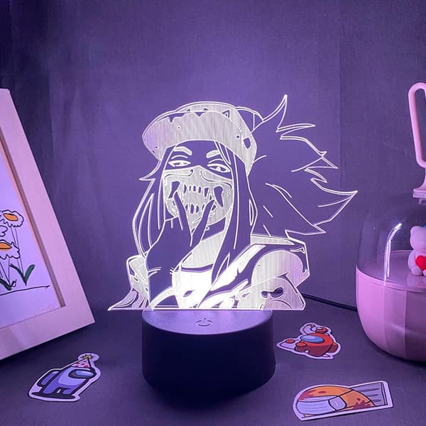 Spillfigur Akali Rogue Assassin Lamper 3D Led RGB Neon Natt