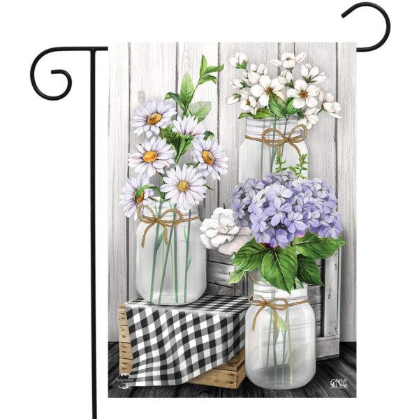 Rutig Mason Jars Spring Garden Flag Daisies Floral 12,5"x18"