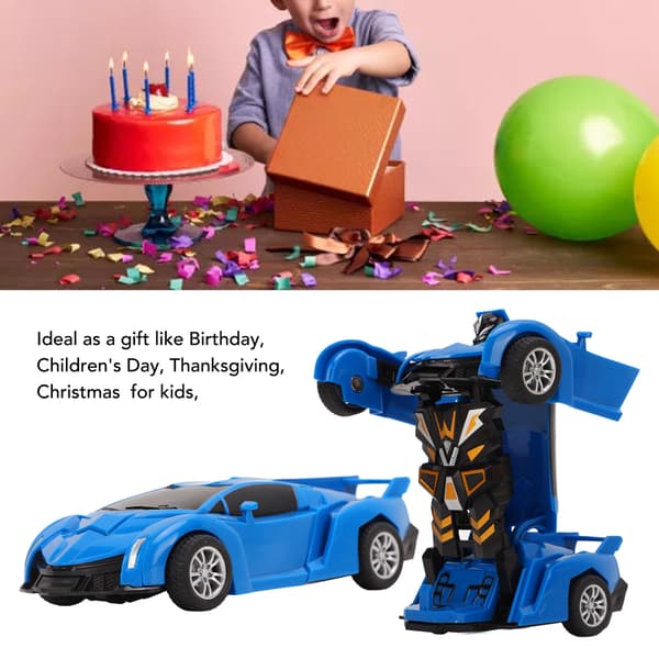 2 st Deformationsbil Plast En Knapp Deformation 2 i 1 Transformerande Robotar Bil för Pojkar Över 3 Blue
