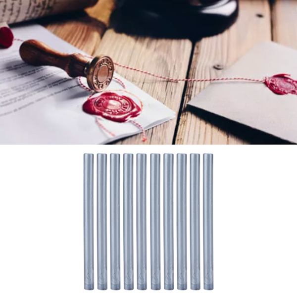 10 kpl tiivistysvahapuikkoa, monivärisiä pieniä pyöreitä leimasintyökaluja DIY-kutsukortteihin ja kirjekuoriin Gray Blue