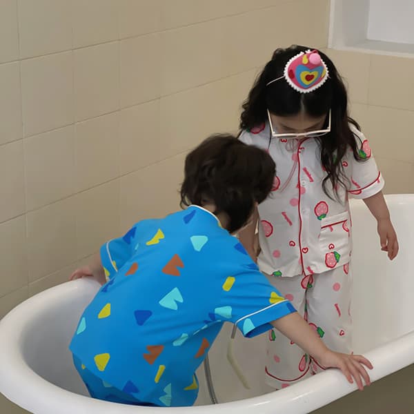 Børne Pyjamas Bukser Piger Drenge Pyjamas Sæt, M (Jordbær)