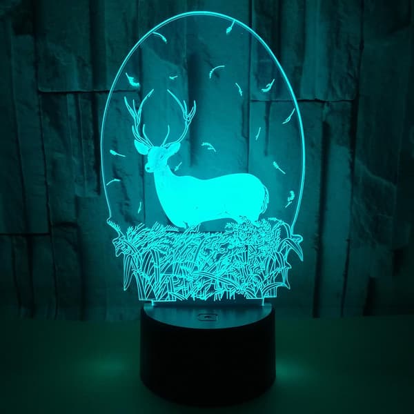 Optisk illusion 3D hjort nattlampa USB-driven touch-switc