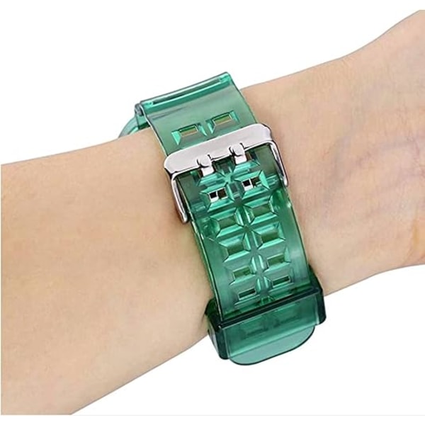 Kompatibel med Apple Watch Armband, Kristallklart iWatch Armbandsrem med Robust Stötfångarfodral 38mm/40mm/41mm/42mm/44mm Armband för Apple Wa green 42mm--44mm