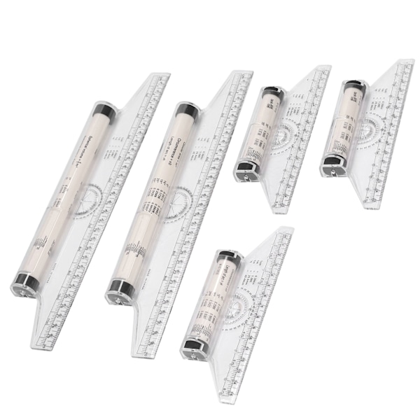 5 stk. Målervals 15cm 30cm Klar Skala Transparent Letvægts Parallel Vals Lineal med Formler til Arbejde