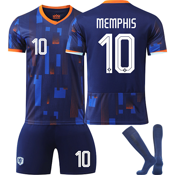 UEFA Euro 2024 Holland udebanetrøje nr. 10 Memphis Børnefodboldsæt No.10 Memphis S