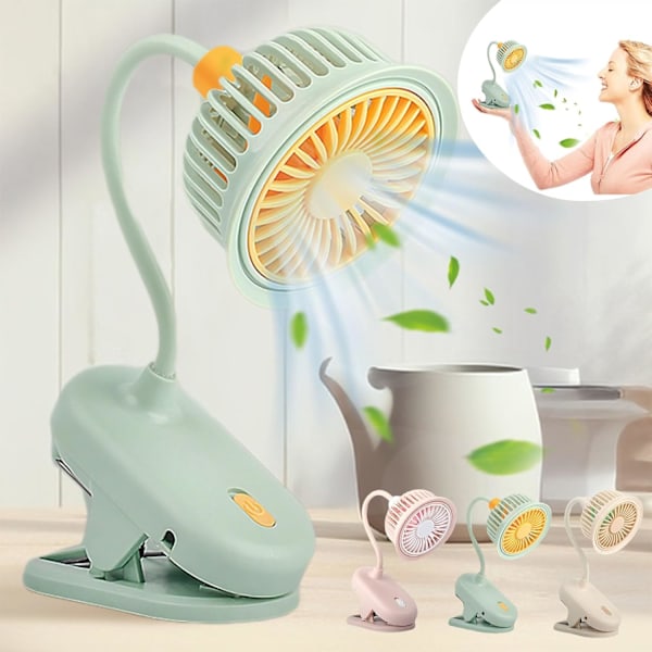Bärbar Liten Clip-on Fläkt 360° Rotation Kylfläkt Skrivbordsfläkt Mini Bordsfläkt USB-laddning Fläkt Clip & Skrivbordsfläkt för Kontor Sovrum