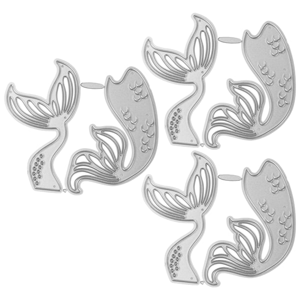 3 stk. kunstig havfruehale ramme metal skæredør til DIY scrapbooking håndværk