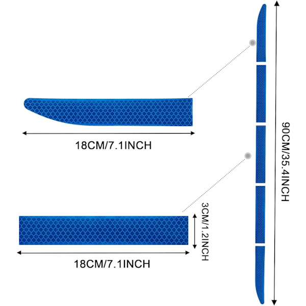 35,2'' Stærke Reflekterende Stribe Stickers Højintensitets Nat Synlighed Reflekterende Dekal Universal Sikkerhed Advarsel Diamant Grade Vandtæt (Blå) Blue