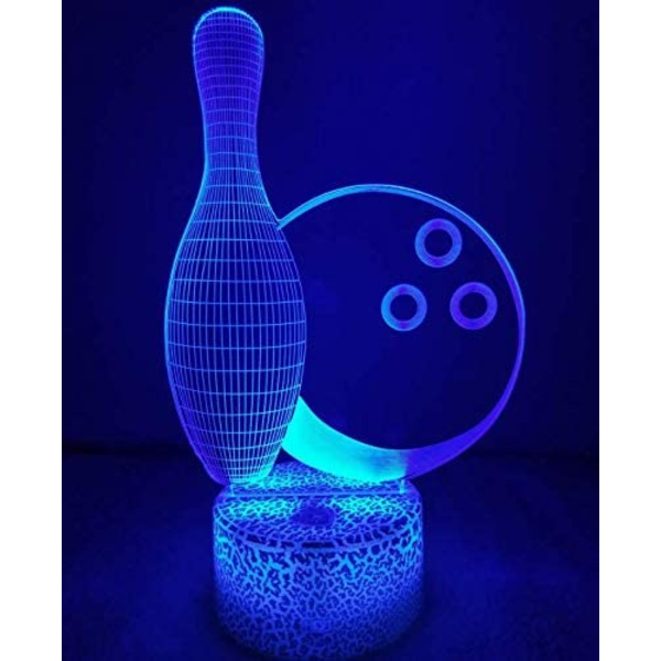 Optisk Illusion 3D Bowlingflaske Natlys 16 Farver Skiftende USB Strøm Fjernbetjening Berøringskontakt Dekor Lampe LED Bordskrivebordslampe Børn Børn C