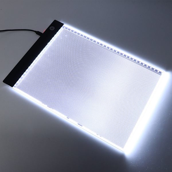 Praktisk A4 LED lysboks sporingsbrett med skala og 1,5 m USB-kabel (tretrinns dimming)