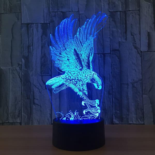 3D Ugle Nattlys Dyr USB Berøringsbryter Dekor Bordlampe