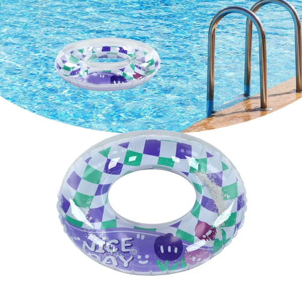 Svømme Ring PVC Oppustelig Gitter Mønster Svømme Float Pool Float Bærbar til Strand Rejse
