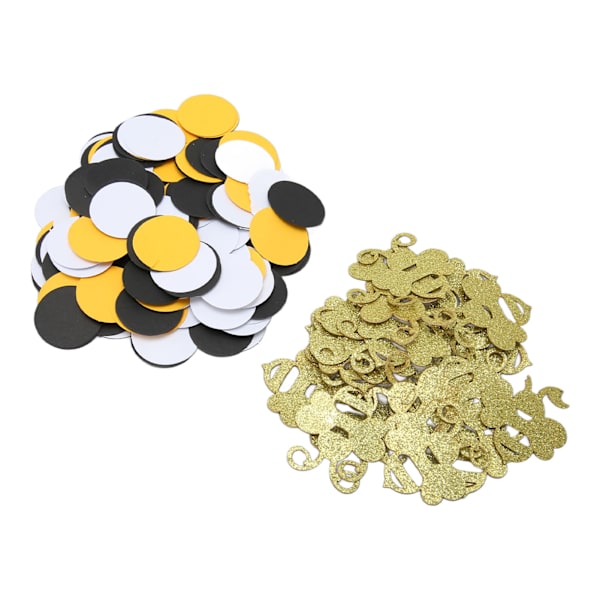 100 stk Bie Konfetter Gul Svart Hvit Sirkel Gull Glitter Bie Temafest Dekorasjon for DIY