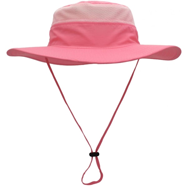 Hatt för män med solskydd UPF 50+, bred brätte, hinkhatt, vindtät fiskehatt Pink