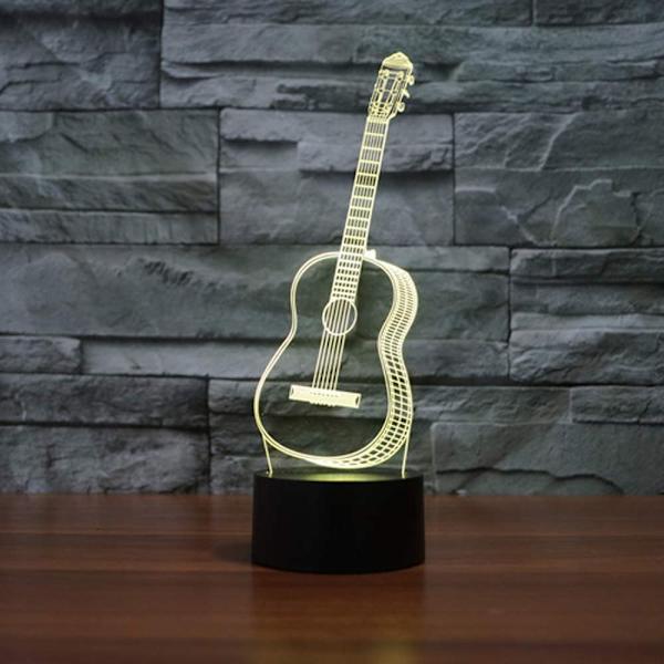 Guitar 3D Model Visuel Optisk Illusion 7 Farveskift Touch