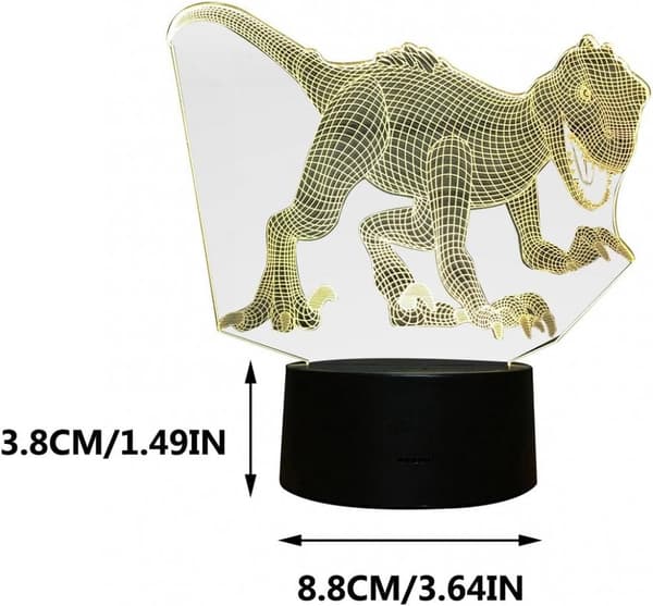 Dinosaur 3D Nattlys for Barn, 3D Led Illusjonslampe Tre