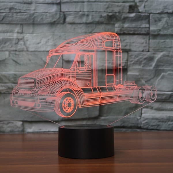 3D Lastebil Traktor Bil Lampe Nattlys Touch Bordlampe Optisk