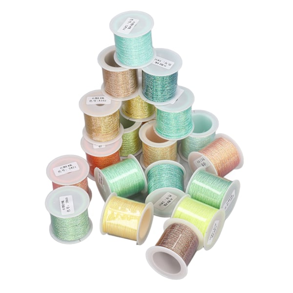 20 st 6 trådar broderitråd handvävd rep speciell symfoni grön gul polyester symaskintrådssats