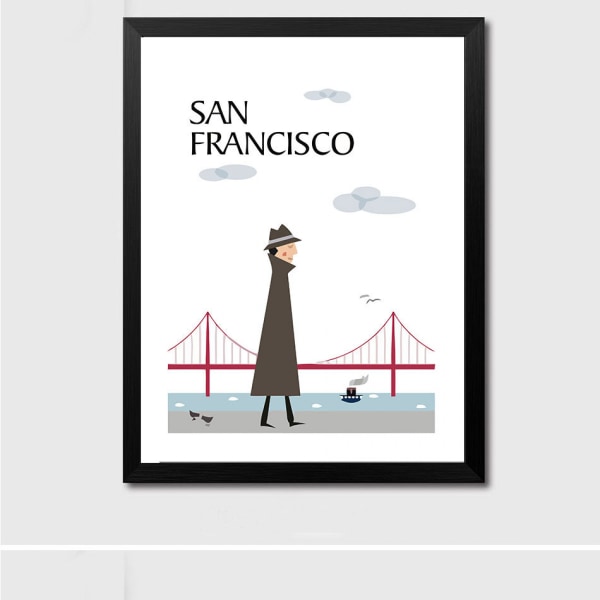 Minimalistisk Stadslandskap 2 Väggkonst Canvas Print Poster, Simple Fashion Watercolo