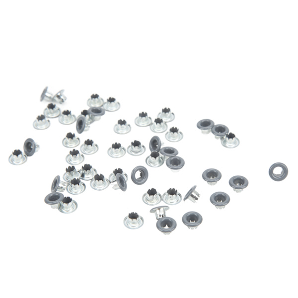 500 st Öglett Grommet Färg Rund Kant Fint Utövande Bra Seghet Metall Öglor för Skor KläderGrå