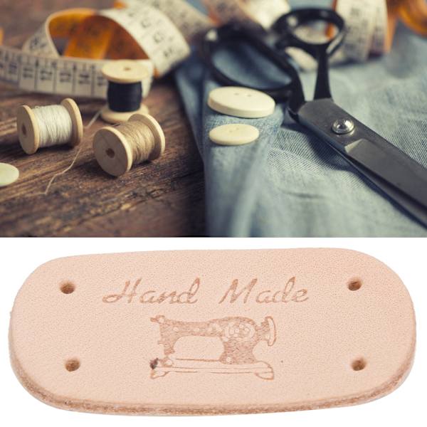 6 kpl Lehmän nahkaetiketti DIY Käsintehty ompeluvaatteet Laukku koristetarvikkeet (Luonnollinen)