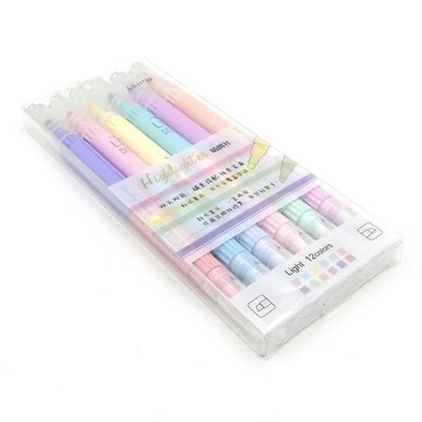 6 st dubbelsidig highlighter Macaron ögonskydd färg fluorescerande färgglad markeringspenna