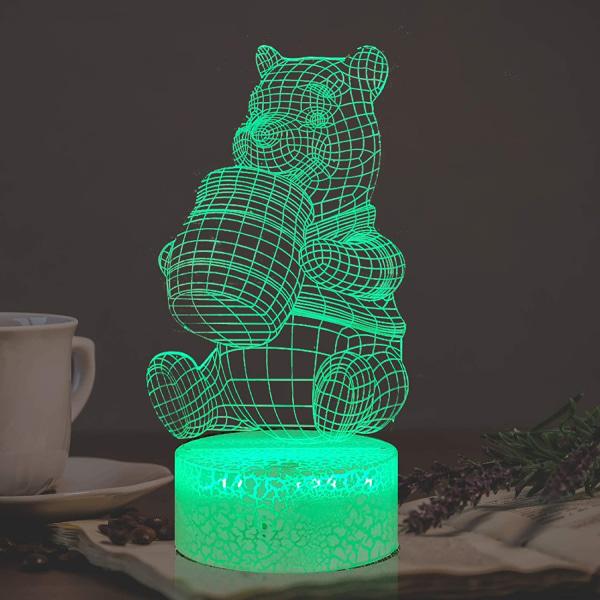 Nalle Puh nattlampa för flicka Nalle honungsbjörn tecknad 3D