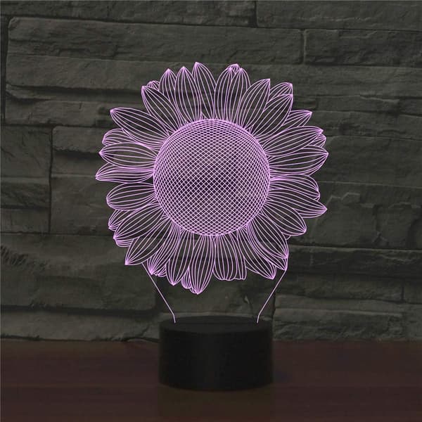 3D Solsikke Optisk Illusion Model Visuelt Natlys 7 Farver