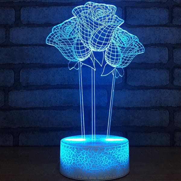 Abstrakt 3D Blomst Optisk Illusjon Nattlys 7 Farger C