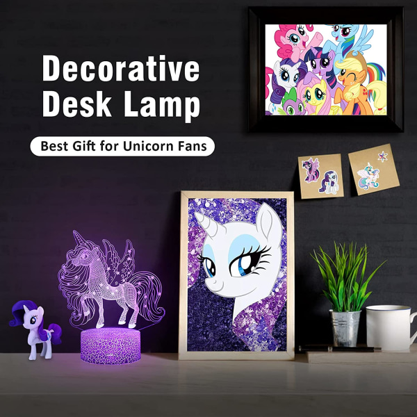 Unicorn Night Light för barn, Unicorn Present för flickor, 3D Ill