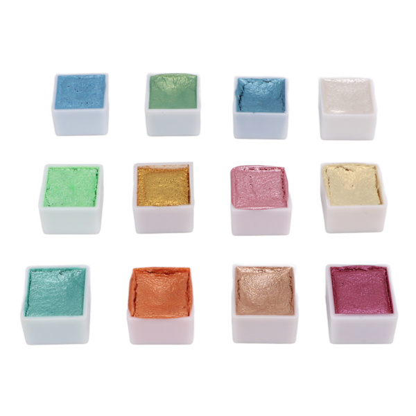 Glitter vesiväri maali kiinteä pakkaus metalli makaron väri taide maalaus helmiäisvesiväri maali