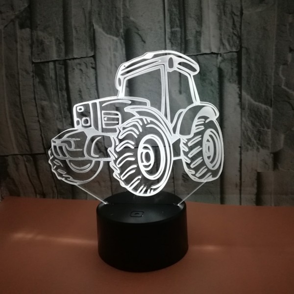 Traktor 3D nattlampa med fjärrkontroll och touch-kontroll, flera