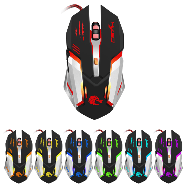 Mekanisk spelmus, 7-färgad RGB-bakgrundsbelysning, ergonomisk design