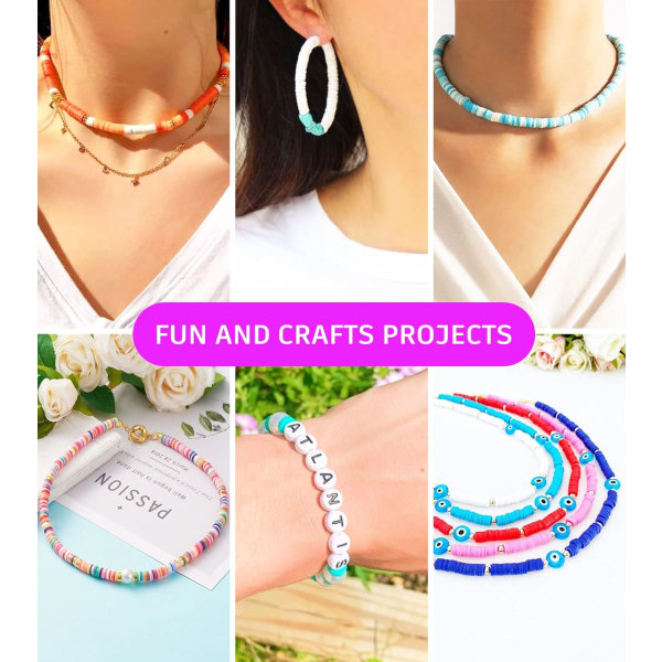 Lera Pärlor Armband Tillverkningsset, Pack 2 Lådor Preppy Lera Pärlor Bokstavspärlor Distanspärlor och Berlocker Kit för Vänskap Smycken Tillverkning, Konst och Hantverk