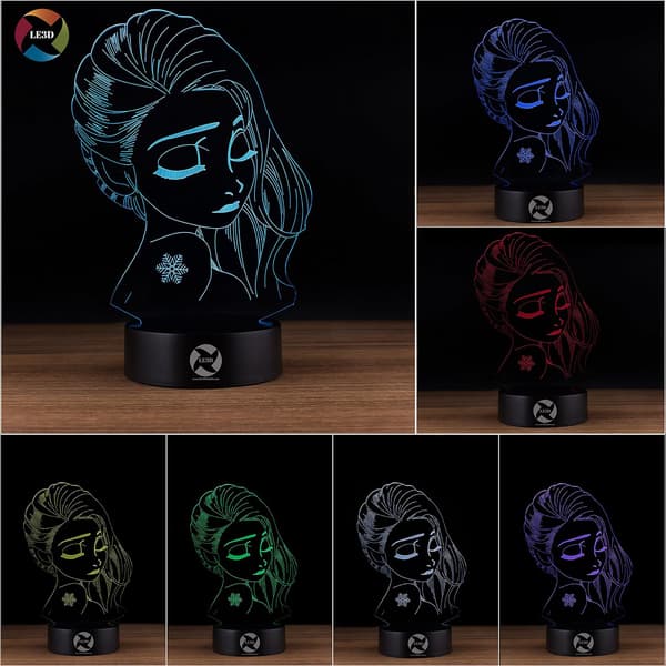 3D Optisk Illusions Natlampe - 7 LED Farveskiftende Lampe